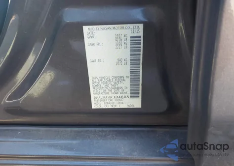 2016 Nissan Altima 2.5 S z USA, uszkodzony, nr VIN 1N4AL3AP5GN304808